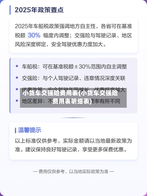 小货车交强险费用表(小货车交强险费用表明细表)